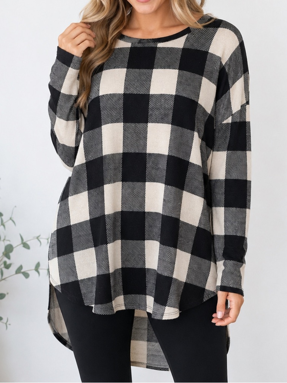 BeeSon River Buffalo Plaid Tunic